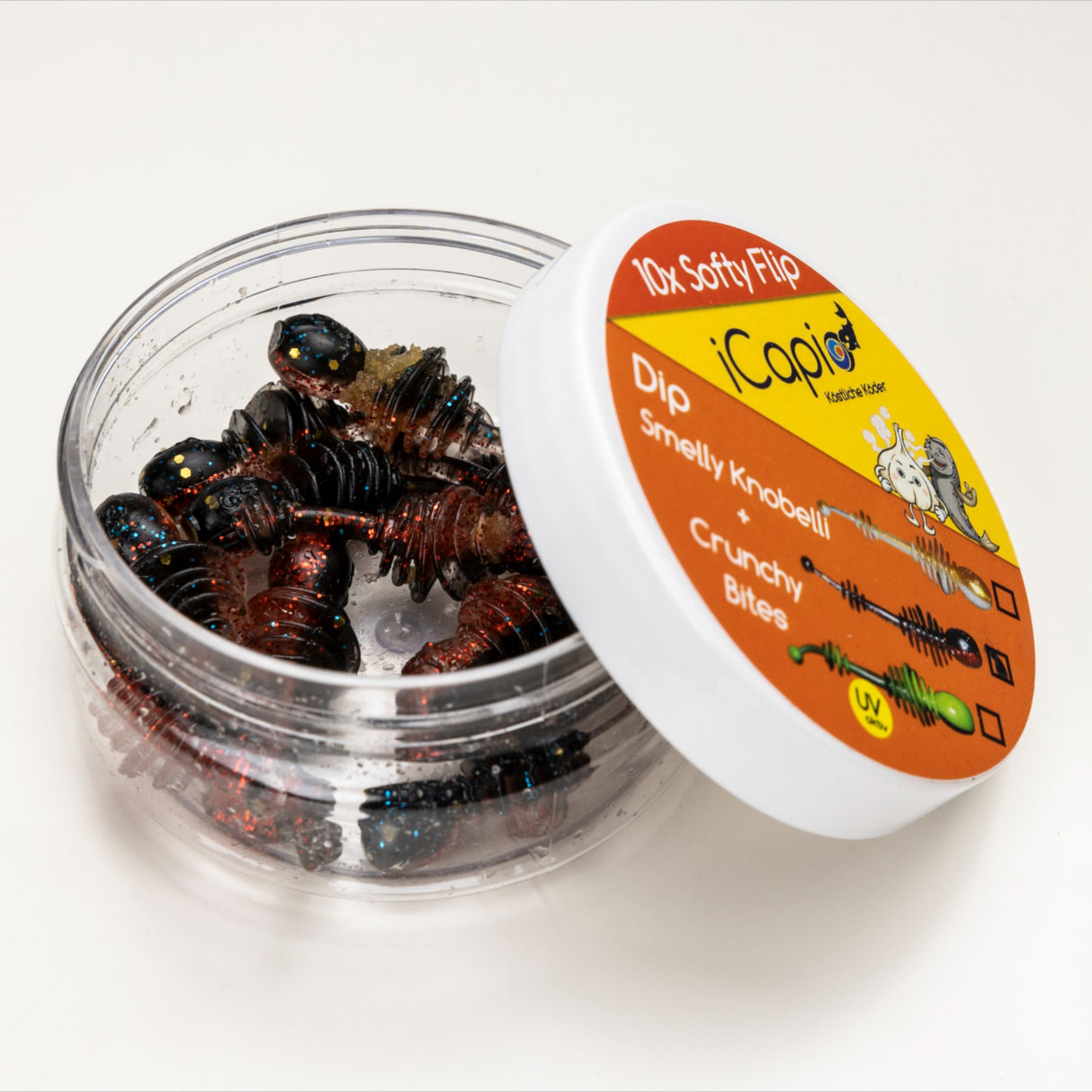 Softy Flip rot-Glitter/schwarz im crunchy Smelly Knobelli Dip